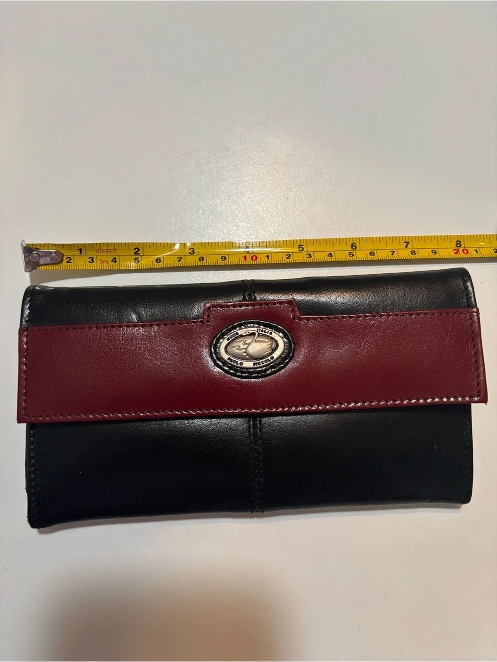 Mods Italia Paolo Piccolo Two-Tone Black and Burgundy Leather Wallet